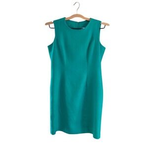 Giorgio Sant Angelo Lined Linen Dress Sleeveless Sheath Fitted Green SZ 2 Petite